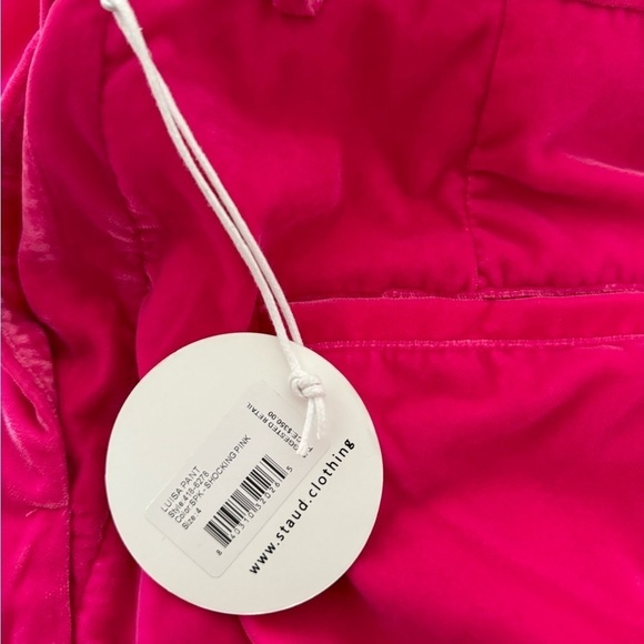 Staud- NWT Hot Pink Velvet Wide Leg Trouser Luisa Pant - Picture 4 of 5